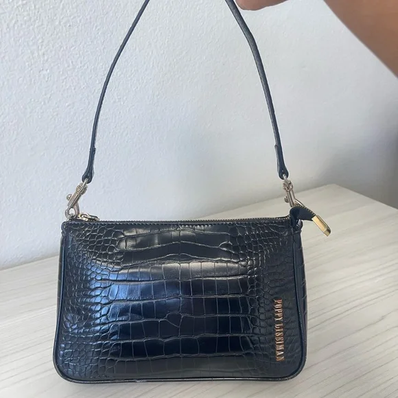POPPY LISSIMAN BLACK CROC PURSE - Picture 1 of 9